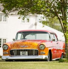 fire design on Chevrolet Bel Air 1960s vintage car