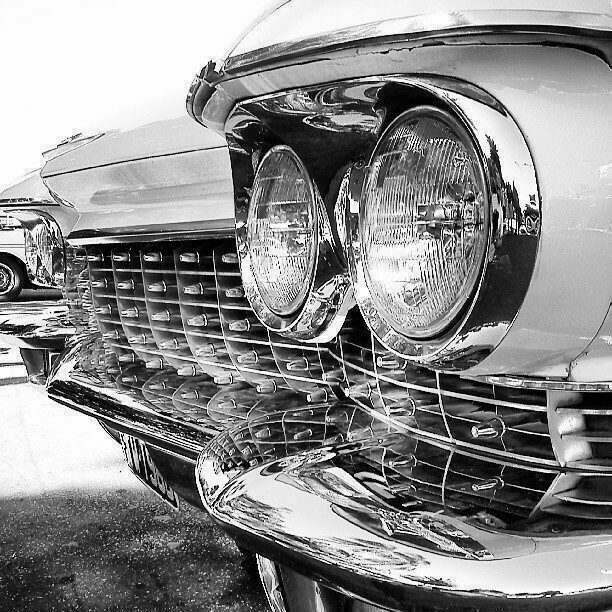 black and white of cadillac