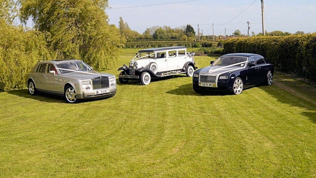 three different wedding cars
